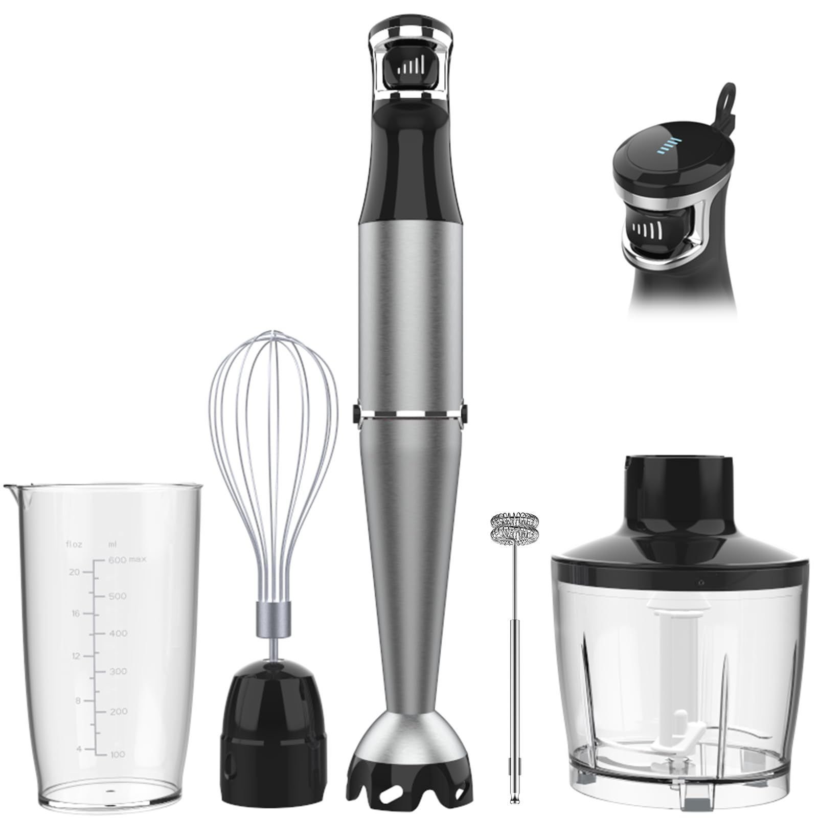 Turelar 1100W five-in-one immersion blender set with whisk chopper and beaker