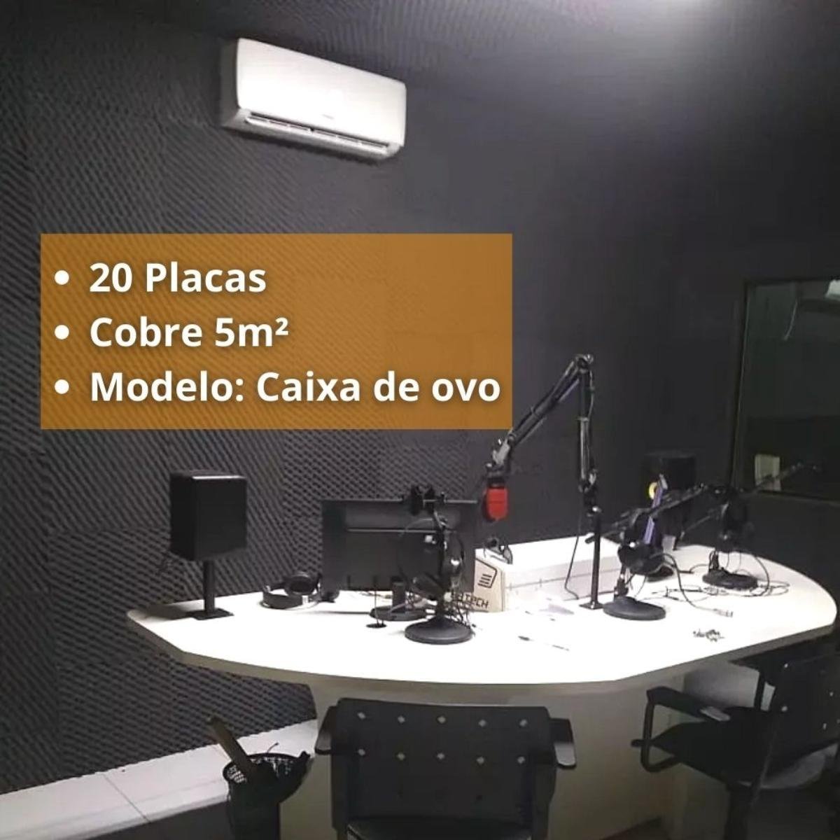 20 Peças Placas Acústicas Isolante Sonoro Preta para Parede - 4