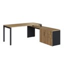 Ver imagem 1 de Escrivaninha Mesa Escritório Diretoria com Balcão Home Office Concept 3 Gavetas 1 Porta 180cm Nogal