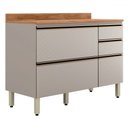 Ver imagem 1 de Balcão de Cozinha Proença 1 Porta 4 Gavetas 100% Mdf Nogueira/nude - Demóbile