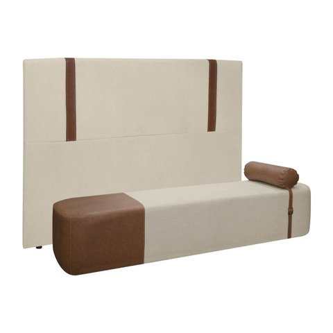 Kit Cabeceira e Recamier para Cama de Casal 140cm Bouclê Facto - Sofa Store:bouclê Bege