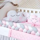 Ver imagem 2 de Kit Berço Trança Chuva De Benção Rosa Menina Nuvem 11 Peças