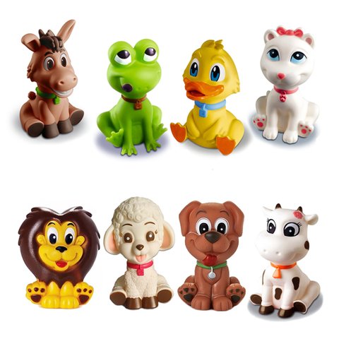 Kit com 8 Brinquedos De Vinil Para Bebê A Partir De 3 Meses -a