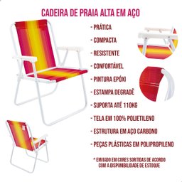 Cadeira Alta de Praia Piscina Dobrável em Aço Reforçada - 4