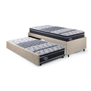 Ver imagem 1 de Bicama Box Solteiro 88x188 Suede Bege com Dois Colchões Gransleep Molas Verticoil Ecoflex