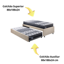 Ver mais imagens de Bicama Box Solteiro 88x188 Suede Bege com Dois Colchões Gransleep Molas Verticoil Ecoflex