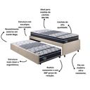 Ver imagem 4 de Bicama Box Solteiro 88x188 Suede Bege com Dois Colchões Gransleep Molas Verticoil Ecoflex