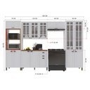 Ver imagem 3 de Armário de Cozinha Modulada Completa Fidelitá Nara 100% MDF 5 Peças 350cm 16 Portas 2 Gavetas com