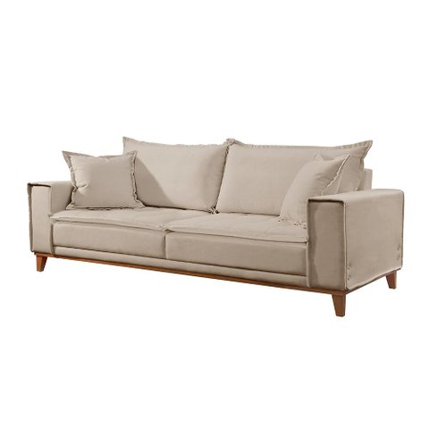Sofá Aquiles 1,60m Veludo Bege Claro