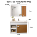 Ver imagem 4 de Kit de Banheiro Gabinete com Cuba + Espelheira Suspensa com Espelho Cannes - Branco/Ripado