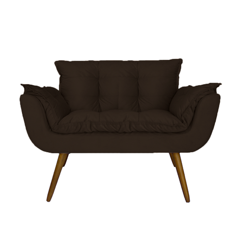 Namoradeira Poltrona Sofá 2 Lugares Sala de Estar Opala Suede Marrom - LM DECOR