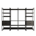 Ver imagem 3 de Guarda Roupa Aberto Industrial Casal Modulado Completo Preto Cabideiro com Gavetas Ferro Preto