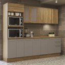 Ver imagem 1 de Armário de Cozinha Modulada Completa Reta 7 Peças 2,70m Botanic Kappesberg - Nogueira/Fendi