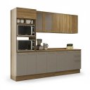 Ver imagem 3 de Armário de Cozinha Modulada Completa Reta 7 Peças 2,70m Botanic Kappesberg - Nogueira/Fendi
