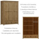 Ver imagem 3 de Guarda Roupa 3p 2g Madeira Maciça 136 Cm 9104 Freijo Milani Store