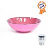 Cuba De Vidro Redonda 42Cm Rosa + Válvula Click - 1
