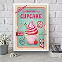 Ver imagem 1 de Quadro para Cozinha Cupcake Rosa 24x18cm - com Vidro:moldura Branca