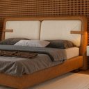 Ver imagem 1 de Cabeceira Casal Yun Courino Caramelo / Linho Off White - Sallar Home