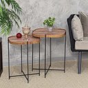 Ver imagem 3 de Jogo Mesa Lateral Apoio Conjunto Canto Preto Madeirado Redonda Pequena Ambiente Recepção Sala Madeco