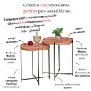 Ver imagem 5 de Jogo Mesa Lateral Apoio Conjunto Canto Preto Madeirado Redonda Pequena Ambiente Recepção Sala Madeco