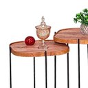 Ver imagem 2 de Jogo Mesa Lateral Apoio Conjunto Canto Preto Madeirado Redonda Pequena Ambiente Recepção Sala Madeco