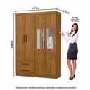 Ver imagem 4 de Guarda Roupa Casal Modulado 4 Portas com Cama Hércules 4 Portas e 4 Gavetas com Espelho Cinamomo