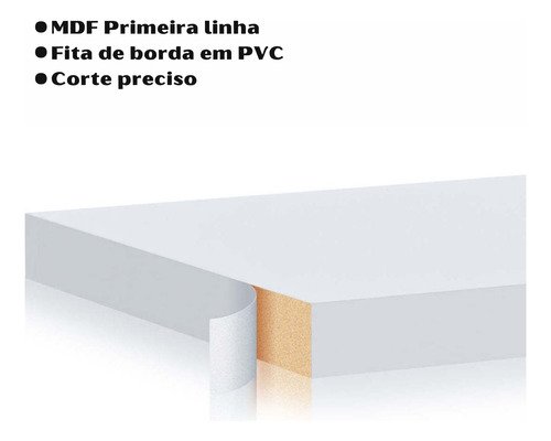 Conjunto 2 Prateleiras Escritorio Sala Dormitorio em Mdf Branco 60x15 com Suporte Bico de Tucano Par - 4