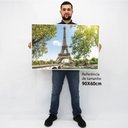 Ver imagem 2 de Quadro Decorativo Caixa Alta com Vidro Cidade Paris - Torre Eiffel TaColado Moldura Branca 90 x 60c