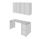 Ver imagem 6 de Mesa Escrivaninha com Armários Aéreos 4 Portas 150cm Cinza F5 Office