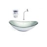 Cuba De Vidro Oval 55Cm Prata Valvula Click Torneira Metal - 1