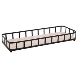 Bandeja Retangular de Metal com Fundo em MDF Preto Fosco - 3