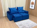 Ver imagem 2 de Sofá Retrátil Reclinável 1,80 M Azul 506 Athenas Premium