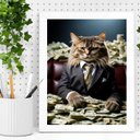 Ver imagem 2 de Quadro Decorativo Gato Rico 24x18cm:moldura Preta