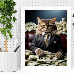 Quadro Decorativo Gato Rico 24x18cm:moldura Preta - 2