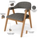 Ver imagem 4 de Kit 4 Cadeiras de Jantar e Estar Living Estofada Nadja L02 Linho Mescla Chumbo - Lyam Decor