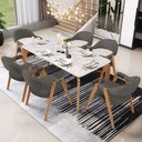 Ver imagem 2 de Kit 4 Cadeiras de Jantar e Estar Living Estofada Nadja L02 Linho Mescla Chumbo - Lyam Decor