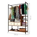 Ver imagem 2 de Closet Industrial Magali 2 Gavetas 4 Prateleiras MDF-MDP 120cm Preto Canela Off White Art Panta