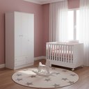 Ver imagem 1 de Quarto de Bebe Infantil Doce Sonho Berço Vira Cama e Guarda Roupas Multiuso Qmovi