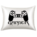 Ver imagem 1 de Fronha de Cetim Personalizada Gamer Preto e Branco MG5