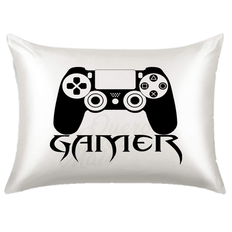 Fronha de Cetim Personalizada Gamer Preto e Branco MG5