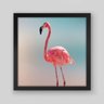 Quadro Animal Polygonal Flamingo - 20x20cm - Moldura Caixa Preto - 1