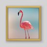 Quadro Animal Polygonal Flamingo - 20x20cm - Moldura Caixa Madeira - 1
