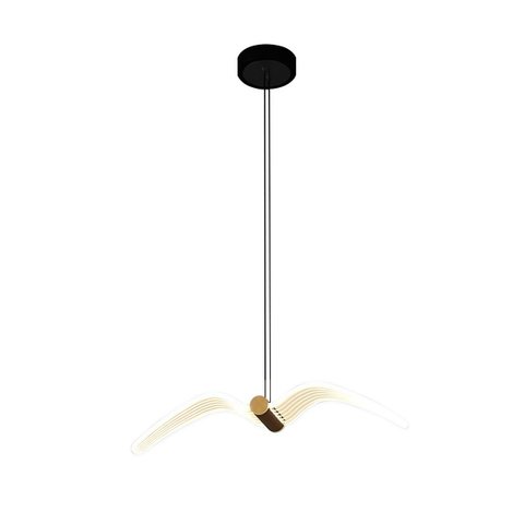 Luminária Pendente Águia Gaivota Pássaro Preto Acrílico Moderno Led 3 Cores Multicor 12w Bivolt