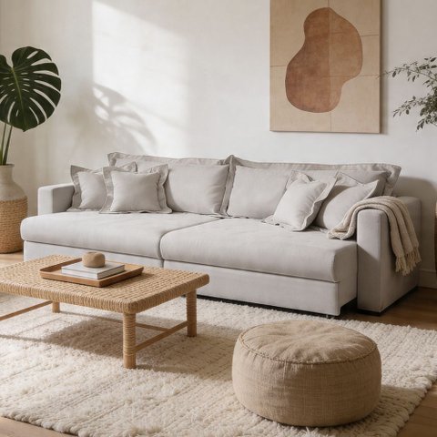 Sofá 3 Lugares Retrátil Reclinável para Sala de Estar 210cm Missouri K01 Veludo Bege - Lyam Decor