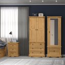 Ver imagem 3 de Guarda Roupa de Madeira Maciça com 2 portas e 3 gavetas na cor marrom antique Corona