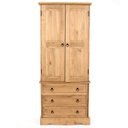 Ver imagem 2 de Guarda Roupa de Madeira Maciça com 2 portas e 3 gavetas na cor marrom antique Corona