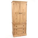 Ver imagem 1 de Guarda Roupa de Madeira Maciça com 2 portas e 3 gavetas na cor marrom antique Corona