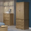 Ver imagem 7 de Guarda Roupa de Madeira Maciça com 2 portas e 3 gavetas na cor marrom antique Corona