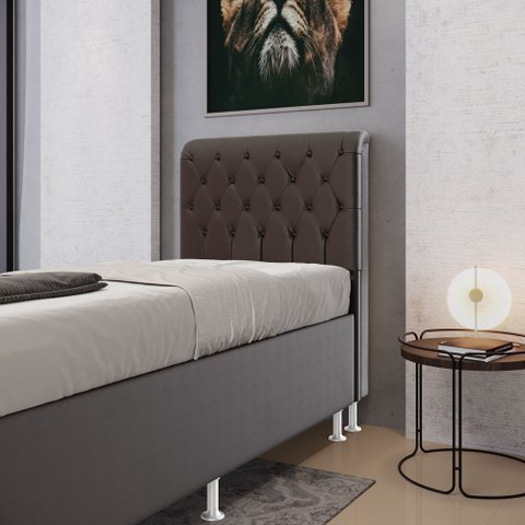 Cabeceira Estofada Decorativa Bellatrix 90 para Cama de Solteiro Couro Artificial Marrom Aradecor