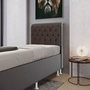 Ver imagem 1 de Cabeceira Estofada Decorativa Bellatrix 90 para Cama de Solteiro Couro Artificial Marrom Aradecor